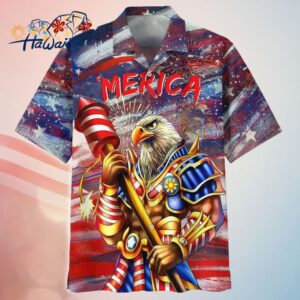 Eagle Merica Independence Day 3D Full Printed Trendy Hawaiian Shirt For Boyfriend 4Th Of July Hawai