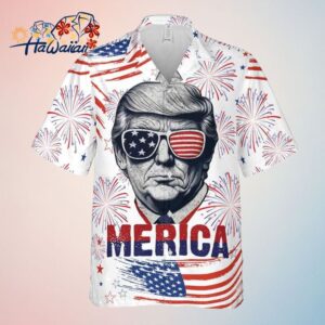 Fight For America Patriotic Design Shirt Trump Hawaiian Shirt Trendy Aloha