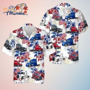 Freightliner Cascadia 4Th Of July Trendy Hawaiian Shirt Trendy Aloha