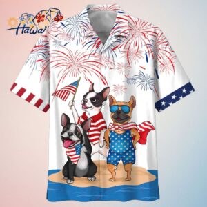 French Bulldog Celebrates Independence Patriotic Hawaiian Shirt Trendy Aloha