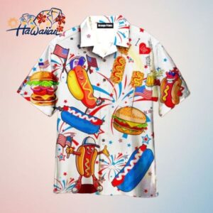 Funny American Hot Dog 4Th Of July Independence Day Hawaiian Shirt Trendy Aloha