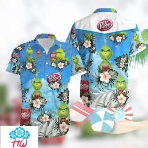 Funny Grinch Dr Pepper Hawaiian Shirt Beach Gift For Beer Lovers Trendy Aloha