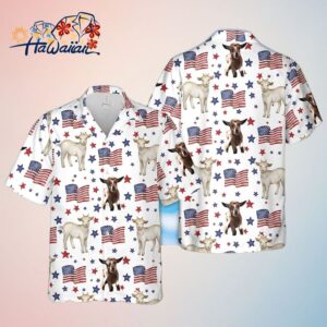 Goat American Flag Pattern Trendy Hawaiian Shirt Funny Cow Trendy Hawaiian Shirt 4Th Of July Trend