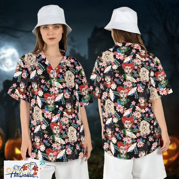 Hocus Pocus Tropical Floral Sanderson Sisters Halloween Shirt Trendy Aloha