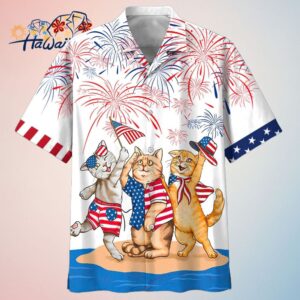 Independence Day American Shorthair Cat Patriotic Hawaiian Shirt Trendy Aloha