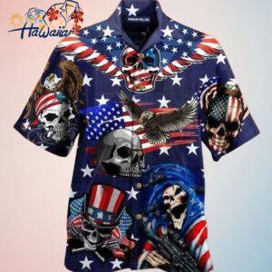 Independence Day Hawaii Shirt Eagle Patriotic Skull American Flag Hawaiian Shirt 4Th Of July Aloha S
