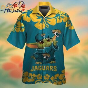 Jacksonville Jaguars Baby Yoda Short Sleeve Button Up Tropical Hawaiian Shirt Trendy Aloha 1