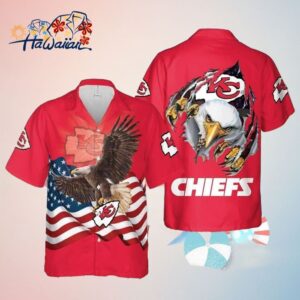 Kansas City Chiefs Hawaiian Shirt Eagle Us Flag Independence Day 4Th Of July Trendy Aloha