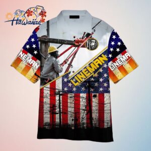 Lineman American Flag Patriotic Trendy Hawaiian Shirt For Men Women Trendy Aloha
