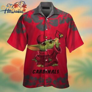 Louisville Cardinals Baby Yoda Short Sleeve Button Up Tropical Hawaiian Shirt Trendy Aloha 1