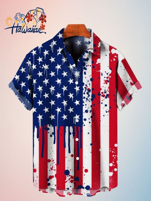 Mens American Flag Print 4Th Of July Trendy Hawaiian Shirt For Men And Women Trendy Aloha