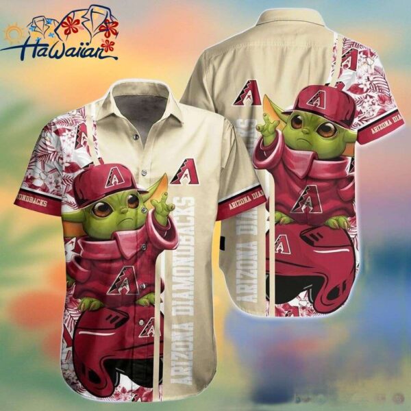 Mlb Arizona Diamondbacks Red Gold Baby Yoda Trendy Hawaiian Shirt Aloha Shirt Trendy Aloha 1