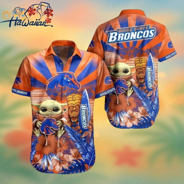 NCAA Boise State Broncos Baby Yoda Orange Blue Hawaiian Shirt Trendy Aloha 1