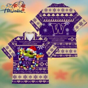 NCAA Washington Huskies Baby Yoda Christmas Hawaiian Shirt Trendy Aloha 1