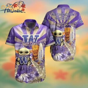 NCAA Washington Huskies Baby Yoda Hawaiian Shirt Trendy Aloha 1