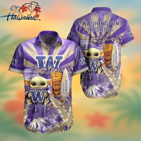 NCAA Washington Huskies Baby Yoda Hawaiian Shirt Trendy Aloha 1