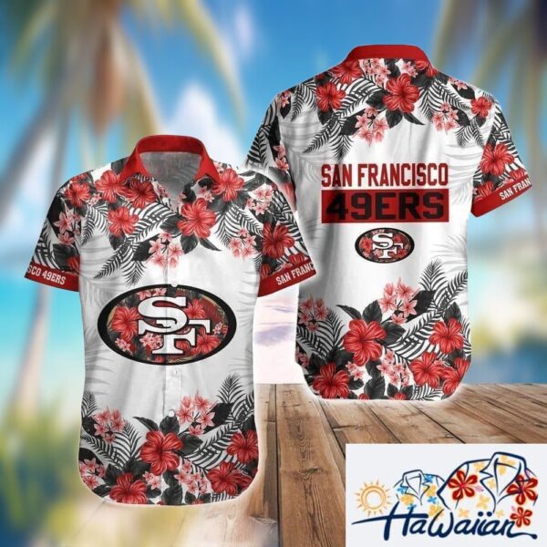 NFL San Francisco 49ers Hawaiian Shirt Hibiscus Flower Pattern 1