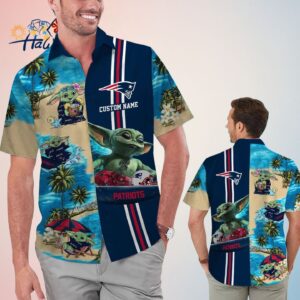 New England Patriots Baby Yoda Hawaiian Short Sleeve Tropical Shirt Trendy Aloha