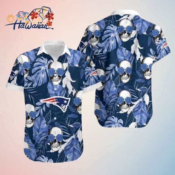 New England Patriots Coconut Leaves and Skulls Hawaiian Shirt and Shorts Trendy Aloha