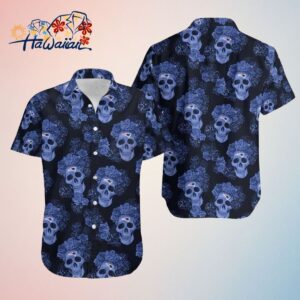New England Patriots Flower Skull Hawaiian Shirt Ideal Gifts Trendy Aloha