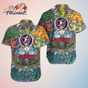 New England Patriots Grateful Dead NFL Hawaiian Shirt Perfect Gift for Fan Graphic Print Trendy A