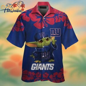 New York Giants Baby Yoda Short Sleeve Button Up Tropical Hawaiian Shirt Trendy Aloha 1