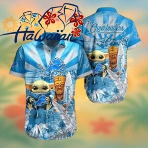 Nfl Detroit Lions Baby Yoda Blue Trendy Hawaiian Shirt Aloha Shirt Trendy Aloha 1