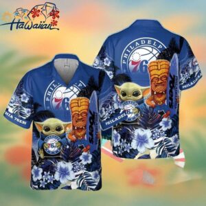 Philadelphia 76Ers Baby Yoda National Basketball 3D Association Hawaiian Shirt Trendy Aloha 1
