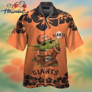 San Francisco Giants Baby Yoda Short Sleeve Button Up Tropical Hawaiian Shirt Trendy Aloha 1