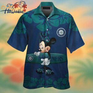 Seattle Mariners Minnie Mouse Short Sleeve Button Up Tropical Hawaiian Shirt Trendy Aloha 1