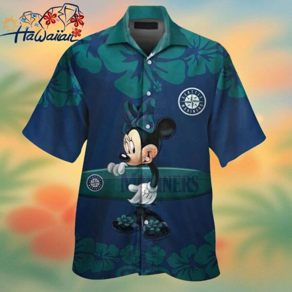 Seattle Mariners Minnie Mouse Short Sleeve Button Up Tropical Hawaiian Shirt Trendy Aloha 1