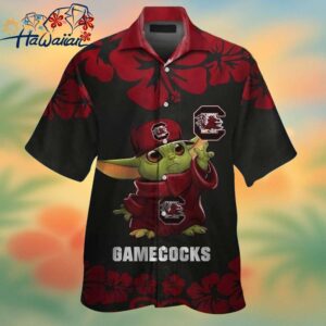 South Carolina Gamecocks Baby Yoda Short Sleeve Button Up Tropical Hawaiian Shirt Trendy Aloha 1