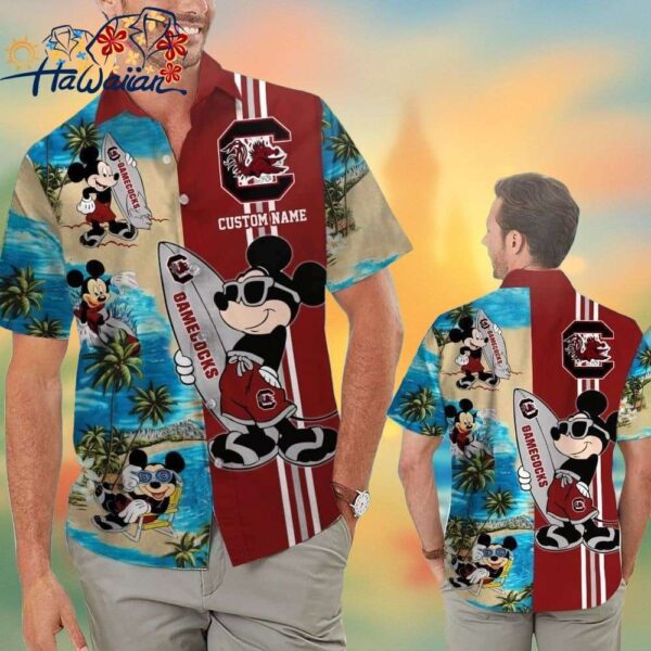 South Carolina Gamecocks Mickey Name Personalized Tropical Hawaiian Shirt Trendy Aloha 1