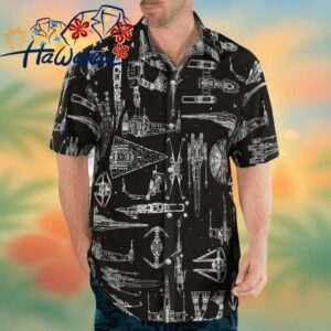 Space Ships Theme on a Star Wars Hawaiian Attire Trendy Aloha 1