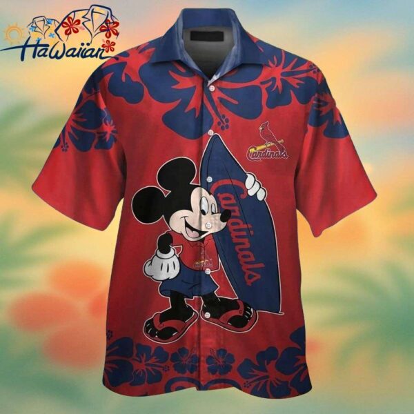St Louis Cardinals Mickey Mouse Short Sleeve Button Up Tropical Hawaiian Shirt Trendy Aloha 1
