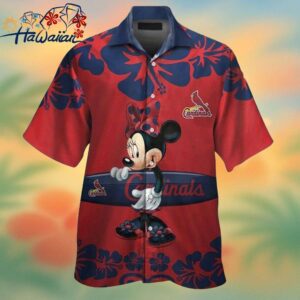 St Louis Cardinals Minnie Mouse Short Sleeve Button Up Tropical Hawaiian Shirt Trendy Aloha 1