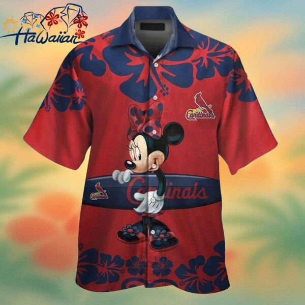 St Louis Cardinals Minnie Mouse Short Sleeve Button Up Tropical Hawaiian Shirt Trendy Aloha 1
