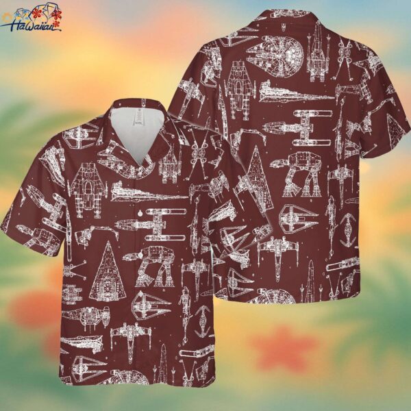 Star Wars Hawaiian Attire Showcasing Space Ships Trendy Aloha 1