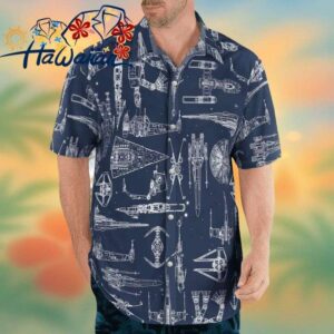 Star Wars Space Ships Motif on Hawaiian Shirt Trendy Aloha 1