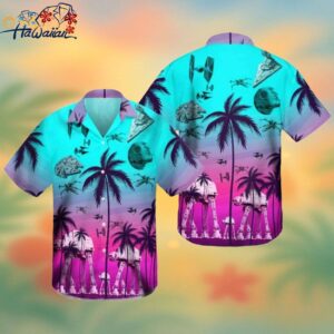 Star Wars Vibrant Pink Neon Themed Casual Hawaiian Summer Shirt Trendy Aloha 1
