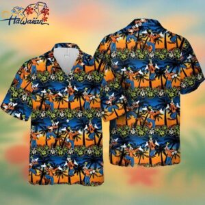Sunset Palm with Disneys Goofy Dog Hawaiian Shirt Trendy Aloha 1