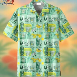 Sw Hawaii Shirt Baby Yoda Mandalorian Tiki Style Green Hawaiian Aloha Shirt Trendy Aloha 1 1