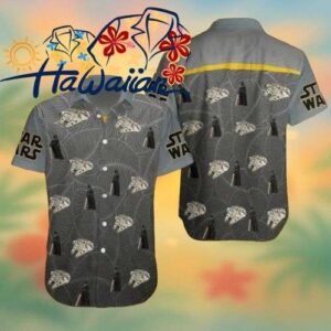 Sw Hawaii Shirt Darth Vader Millennium Falcon Grey Hawaiian Shirt Aloha Shirt Trendy Aloha 1