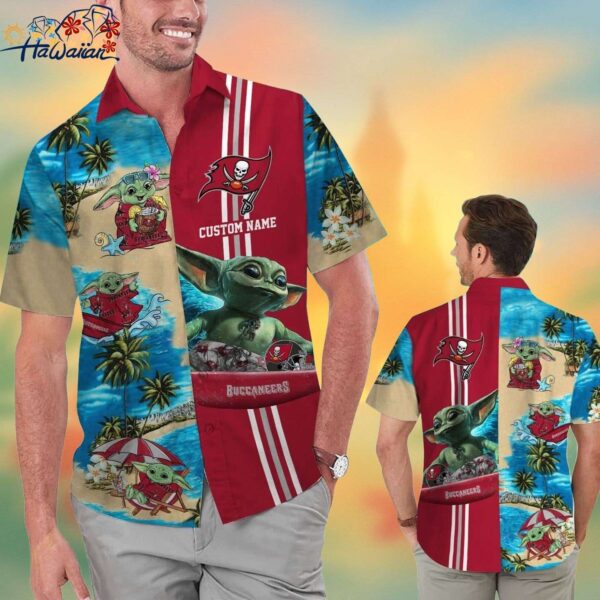 Tampa Bay Buccaneers Baby Yoda Hawaiian Short Sleeve Tropical Shirt Trendy Aloha 1