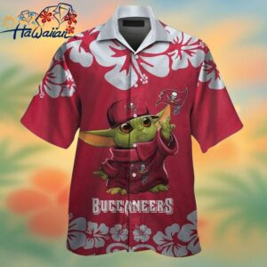 Tampa Bay Buccaneers Baby Yoda Short Sleeve Button Up Tropical Hawaiian Shirt Trendy Aloha 1