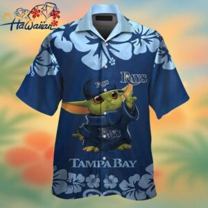 Tampa Bay Rays Baby Yoda Short Sleeve Button Up Tropical Hawaiian Shirt Trendy Aloha 1