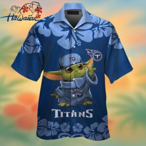 Tennessee Titans Baby Yoda Short Sleeve Button Up Tropical Hawaiian Shirt Trendy Aloha 1
